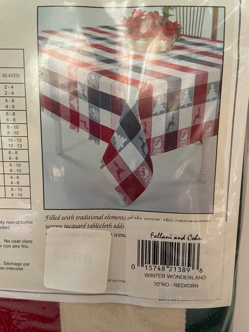 NWT SET OF WONDERLAND Plaid Holiday Kitchen Towels & Tablecloth.